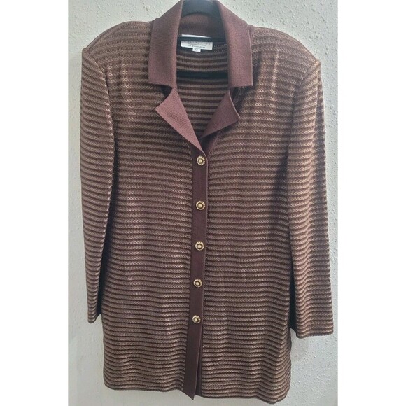 VTG ST JOHN Collection Marie Gray Santana Knit Blazer Jacket W/Skirt Sz 12 - Picture 2 of 16